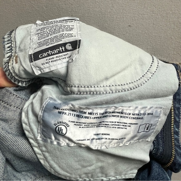 Carhartt Flame resistant relaxed fit with a hammer  side leg zipper Sz 38 - Picture 11 of 16